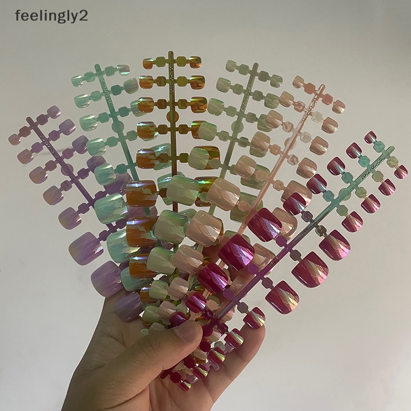 Bộ Móng Chân Giả Dạng Nhấn Làm Sáng Khuôn Mặt Có Thể Tháo Rời Kèm Keo Dán Toàn Diện (F)