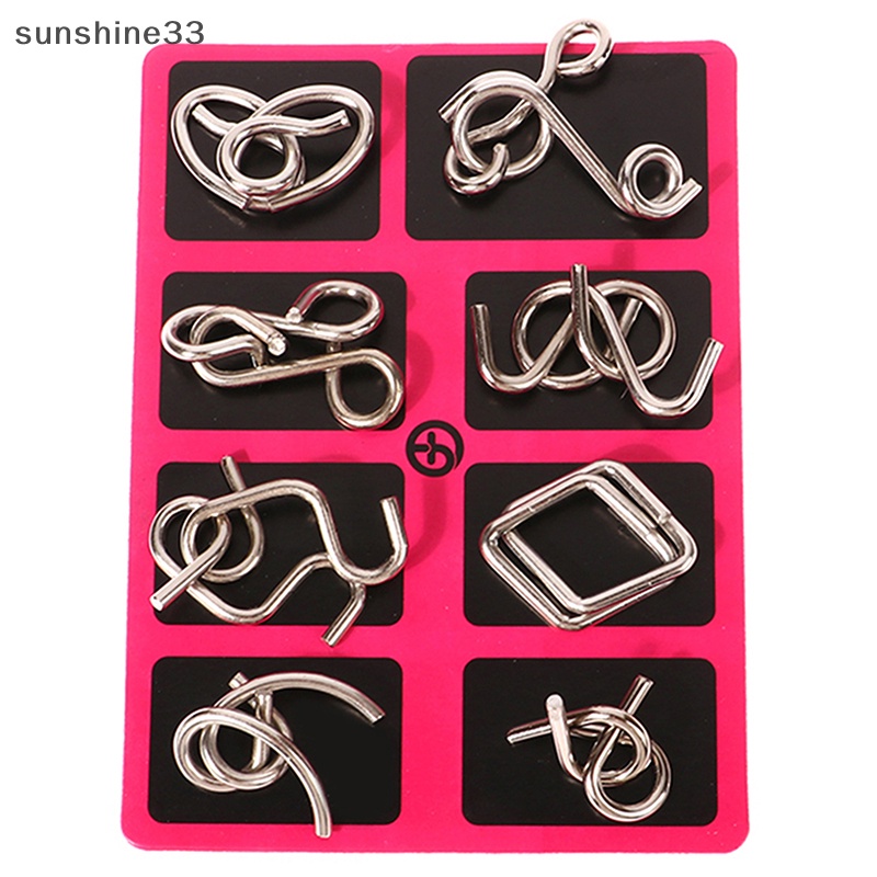 Bộ 8 Món Đồ Chơi Xếp Hình Kim Loại Phát Triển IQ Trí Tuệ Cho Người Lớn Và Trẻ Em