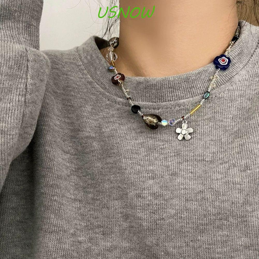 USNOW Vòng Cổ Choker Mặt Trái Tim Đính Đá Thời Trang Cho Nữ