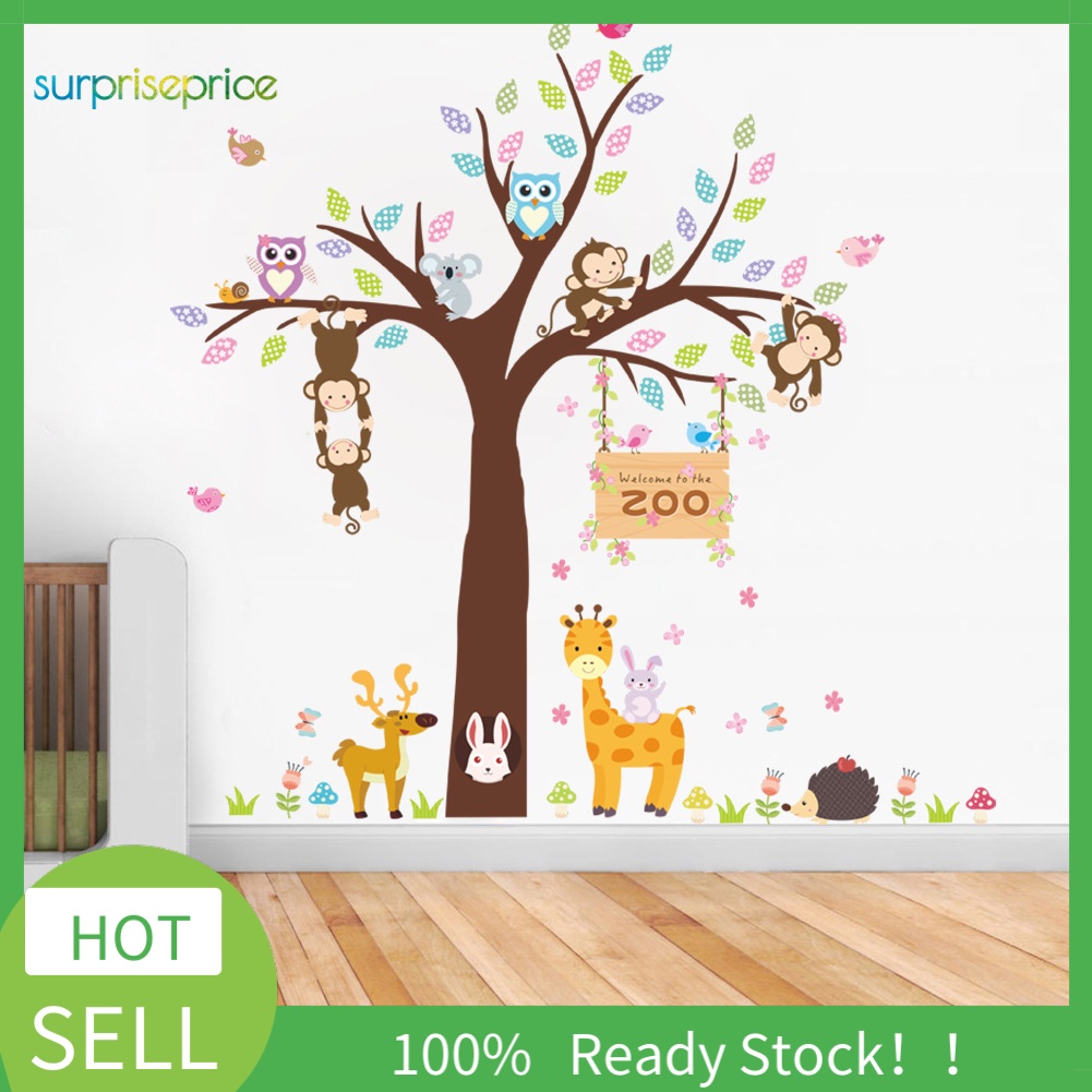 Miếng Dán Tường Hình Chú Khỉ Leo Cây Hoạt Hình Trang Trí Phòng Trẻ Em DIY