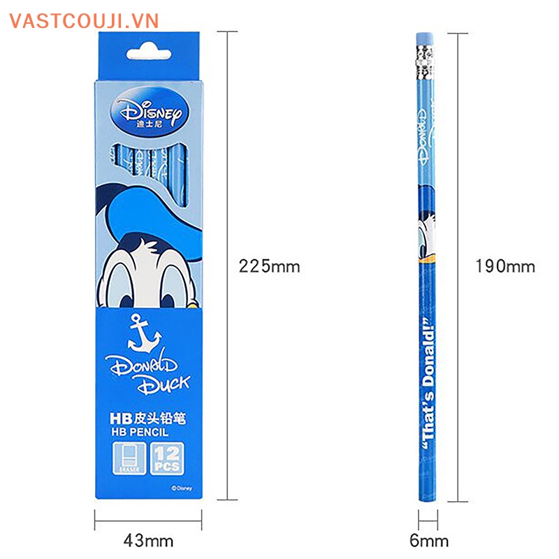 DISNEY Set 12 Bút Chì Tròn Shi Dizai Hb Họa Tiết Chuột Mickey Minnie Dễ Thương Dùng Làm Quà Tặng Cho Bé