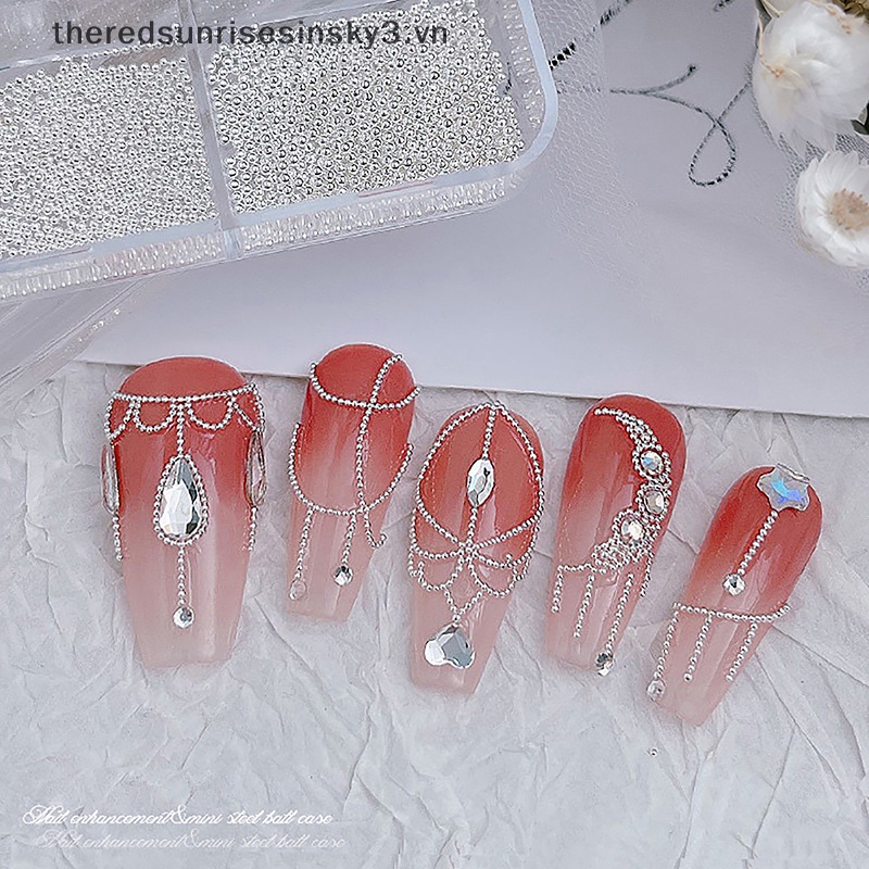 Hộp 6 Ngăn Đựng Hạt Caviar Kim Loại Mini Thiết Kế 3D Trang Trí Móng Tay Thời Trang DIY