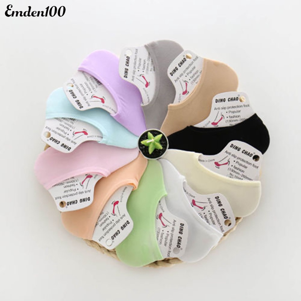1 Đôi Tất Ngắn Chống Trượt Thoáng Khí Màu Sắc Đơn Giản Cho Nữ