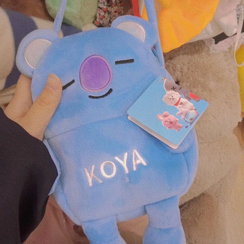 Túi Đeo Chéo Đựng Điện Thoại Hình bt21 bts Hoạt Hình Hai Lớp Có Khóa Kéo Phong Cách Hàn Quốc