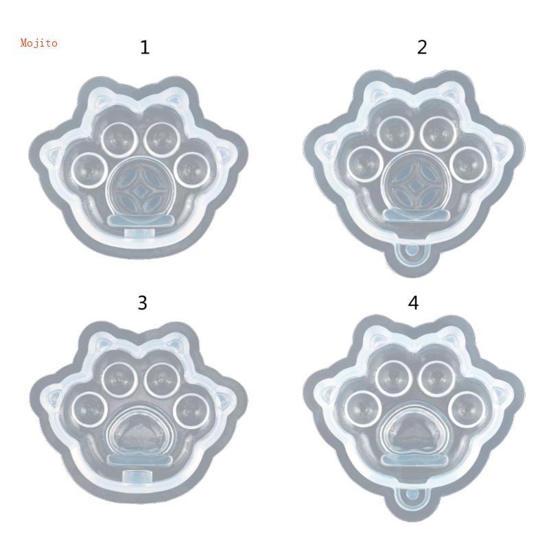 Khuôn Làm Mặt Dây Chuyền Thủ Công Hình Dấu Chân Mèo Bằng Silicone Chống Dính