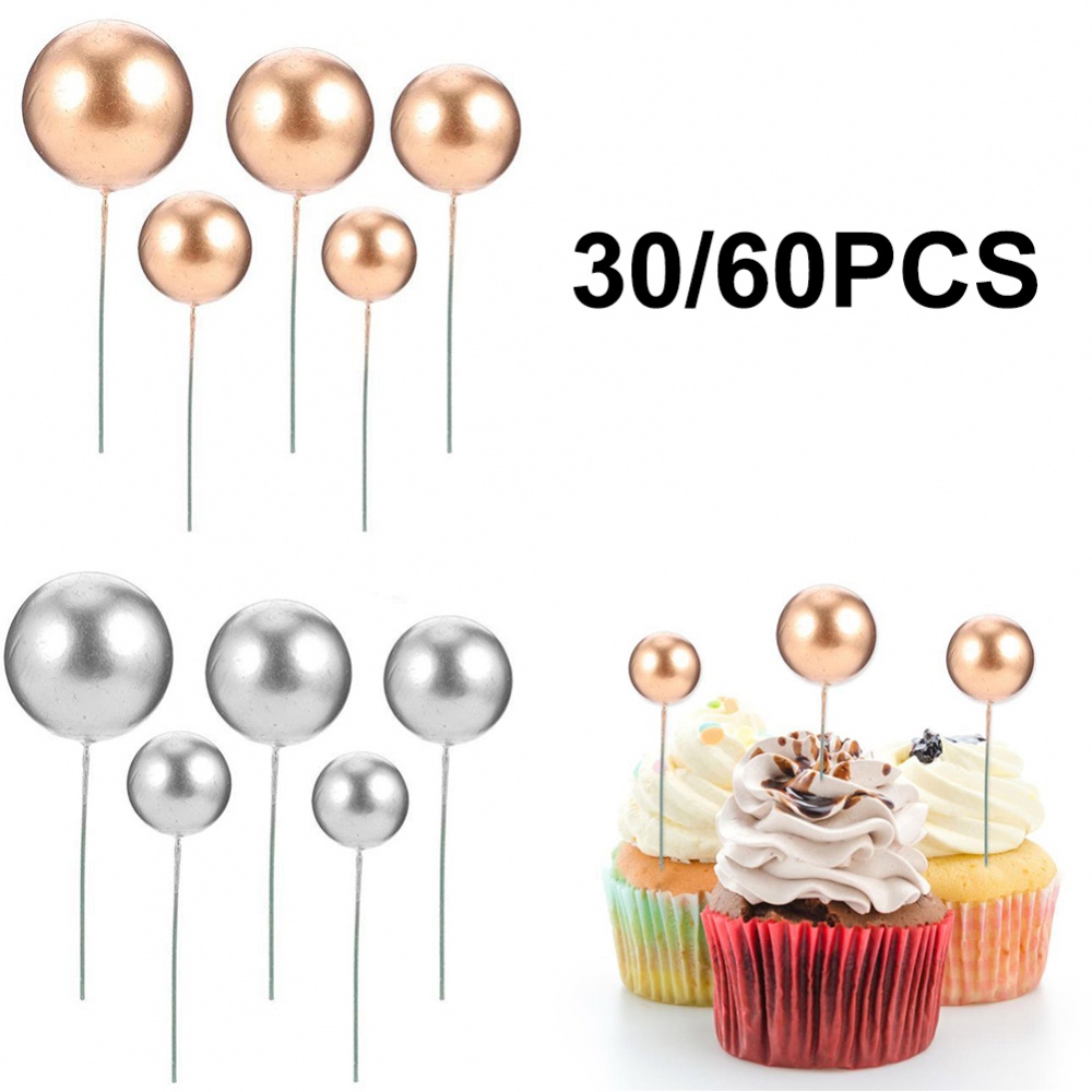 Topper Trang Trí Bánh Kem Hình Trái Banh Màu Vàng / Bạc Dùng Cho Tiệc Sinh Nhật