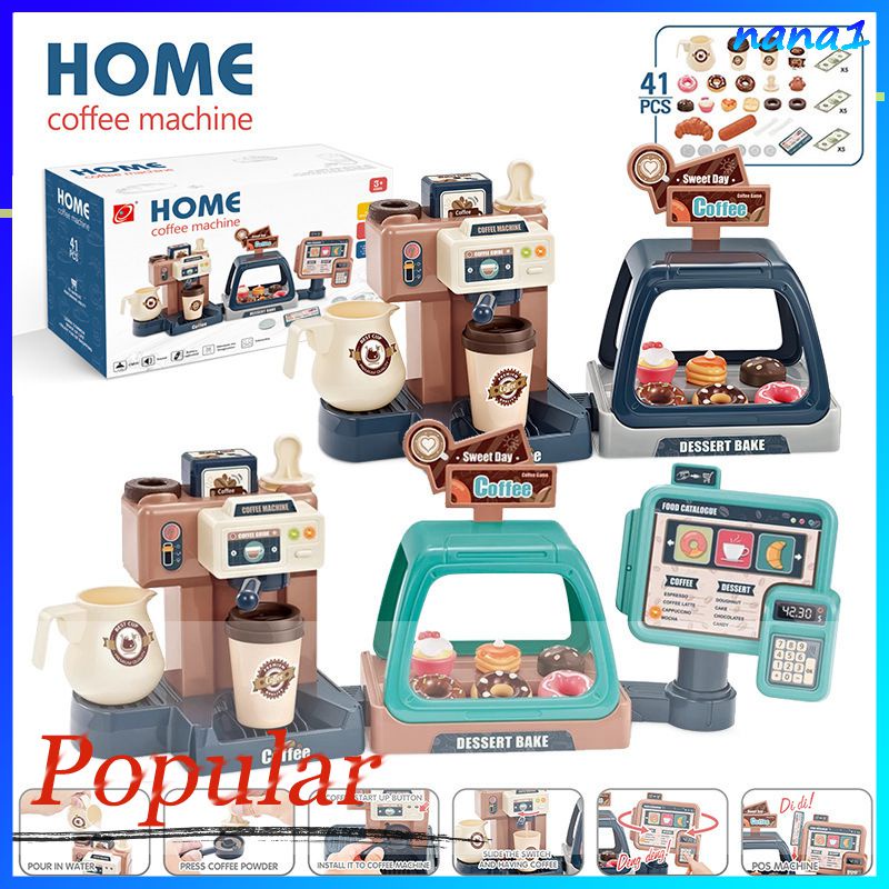 Đồ Chơi Thẻ Máy Pha Cà Phê Giả Lập Quầy Bánh Donut Kẹo Thu Ngân Giáo Dục Sớm Cho Bé
