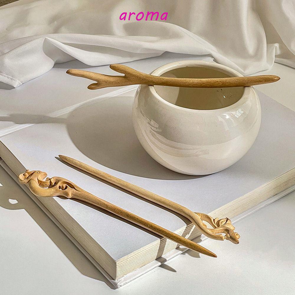 AROMA Trâm Cài Tóc Bằng Gỗ Hình Hoa / Đám Mây / Sóng Phong Cách Trung Hoa Cổ Điển