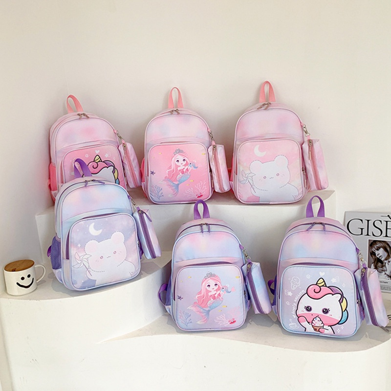 Balo Đi Học Bằng Vải Canvas Siêu Nhẹ Cỡ Lớn In Hình Gấu Hoạt Hình Dễ Thương Dành Cho Trẻ Nhỏ Mẫu Giáo