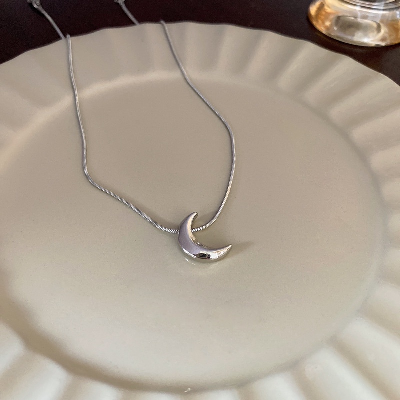 Vòng cổ Hình Mặt Trăng Màu Bạc Đơn Giản Thời Trang Cho Nữ