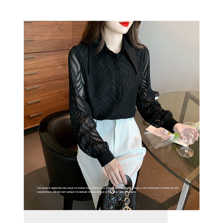 Áo Sơ Mi Chiffon Tay Dài Dáng Rộng Phong Cách Hàn Quốc Thời Trang Mới Cho Nữ