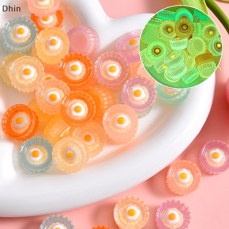 [Dhin] Set 5 Quả Trứng Ngâm Sợi Dạ Quang Mini Bằng Nhựa Resin Phát Sáng Trong Bóng Tối Trang Trí