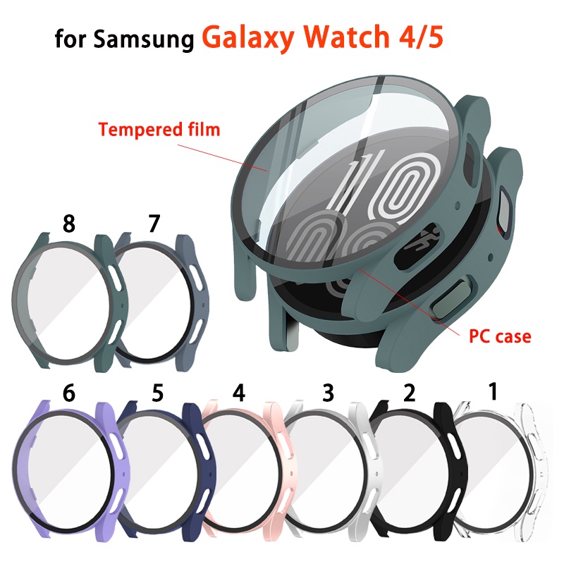 Ultra Ốp Bảo Vệ Mặt Đồng Hồ Bằng PC Cứng Siêu Mỏng Kèm Kính Cường Lực Cho Samsung Galaxy Watch 4 5 40mm 44mm