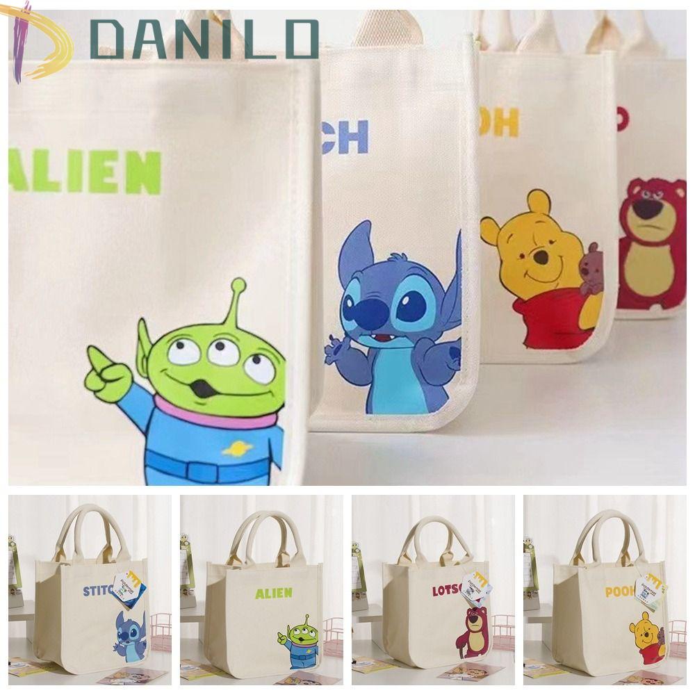 DANILO Túi Xách Tay Bằng Vải Canvas Thiết Kế Hình Gấu Dâu Tây Dễ Thương