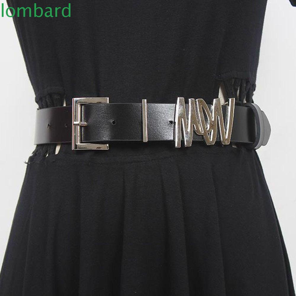 LOMBARD Thắt Lưng Da PU Phối Khóa Hợp Kim Chất Lượng Cao Cho Nam Nữ