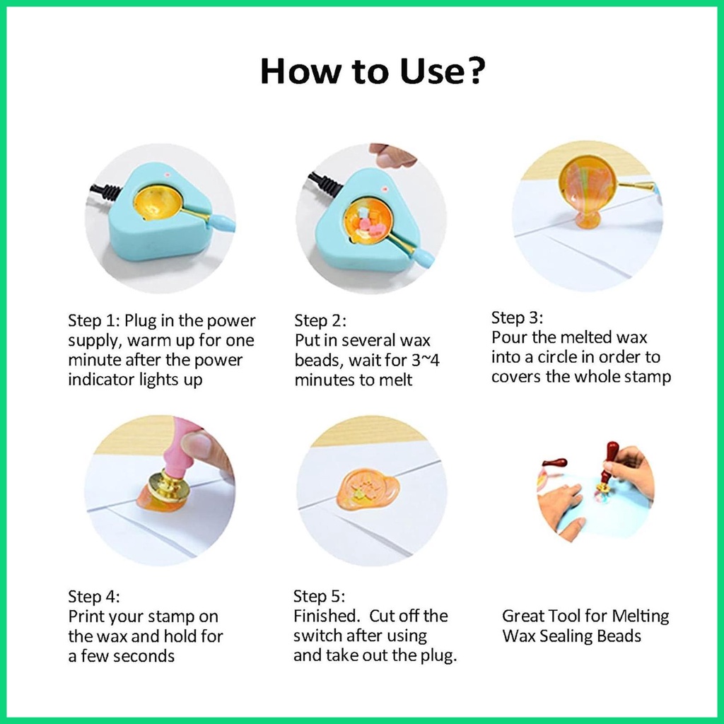 Máy Đun Nóng Chảy Sáp Niêm Phong Bao Bì Thư DIY Kèm Muỗng Điều Chỉnh Nhiệt Độ Tự Động