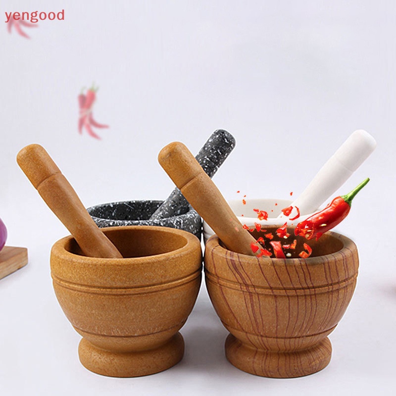 Bộ Chày Cối Giã Tỏi Bằng Gỗ Tiện Dụng Cho Nhà Bếp