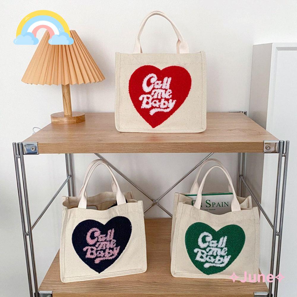 JUNE Túi Tote Nhỏ Vải Bố Dùng Khi Đi Dã Ngoại