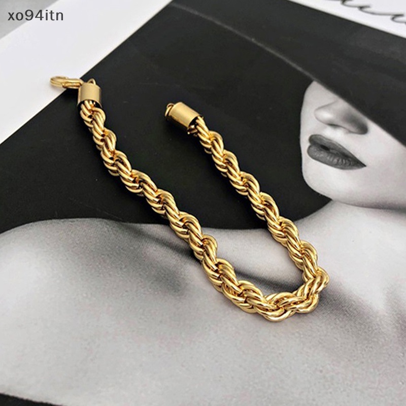 Vòng Đeo Tay Dạng Xoắn 4MM Bằng Thép Không Gỉ Màu Vàng Kim Cho Nữ