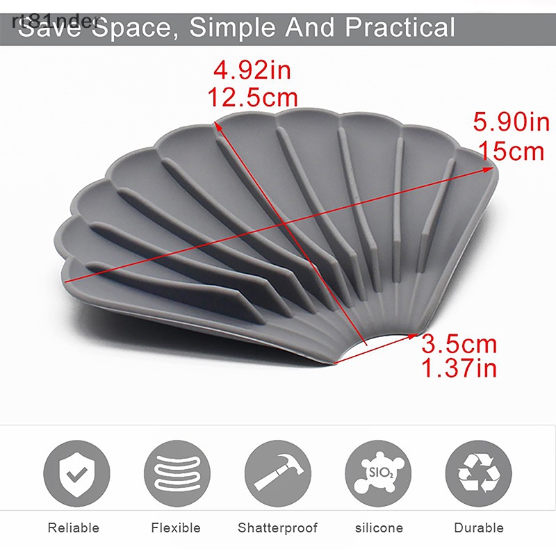 Rt Khay Đựng Xà Phòng Bằng Silicon Hình Vỏ Sò Chống Trượt Có Rãnh Thoát Nước Cho Nhà Bếp Nhà Tắm