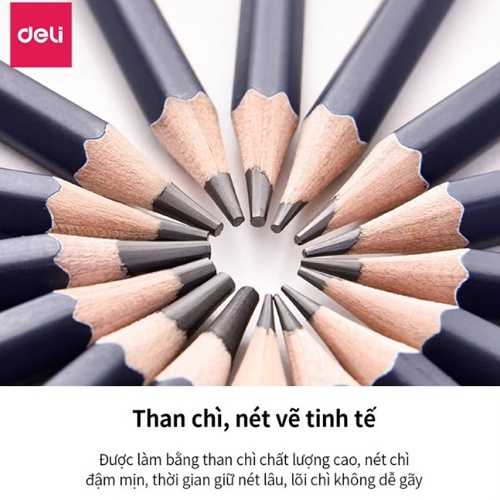 Bút chì gỗ Deli 2B/ 10B/ 12B/ 14B/ 4B/ 6B/ 8B/ - hữu ích - dễ cầm - nét đậm - phù hợp