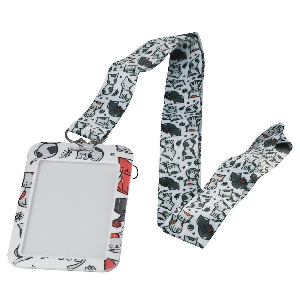 CHOOKEY Móc Khóa Hình Mèo Dacron ID Có Dây Buộc Dành Cho Văn Phòng