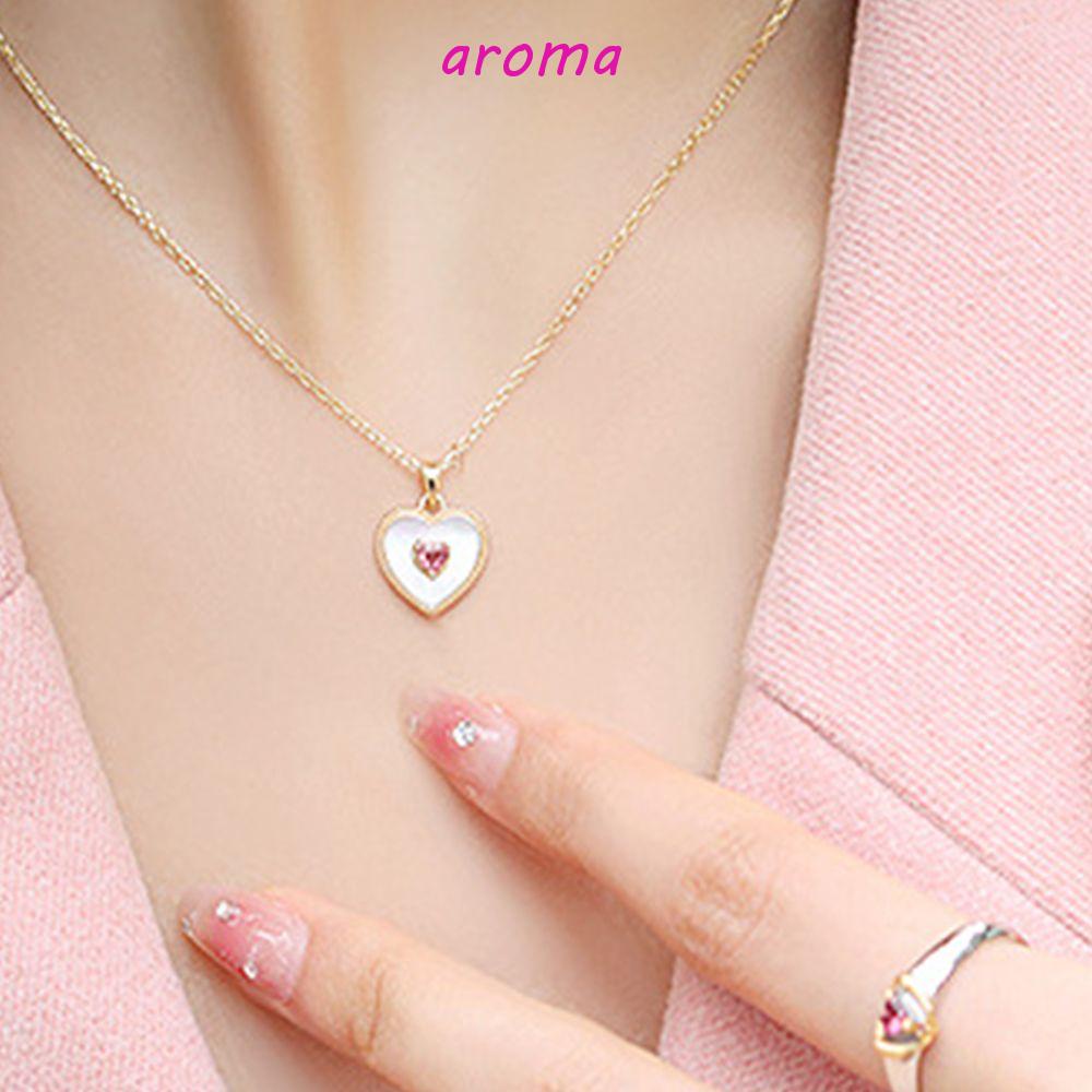 AROMA Vòng cổ Mặt Trái Tim Đính Đá Thời Trang Cho Nữ