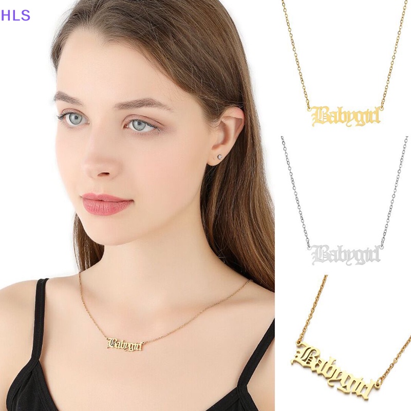 Vòng cổ Mặt Chữ Babygirl / Princess Bằng Thép Không Gỉ Thời Trang Cho Nữ