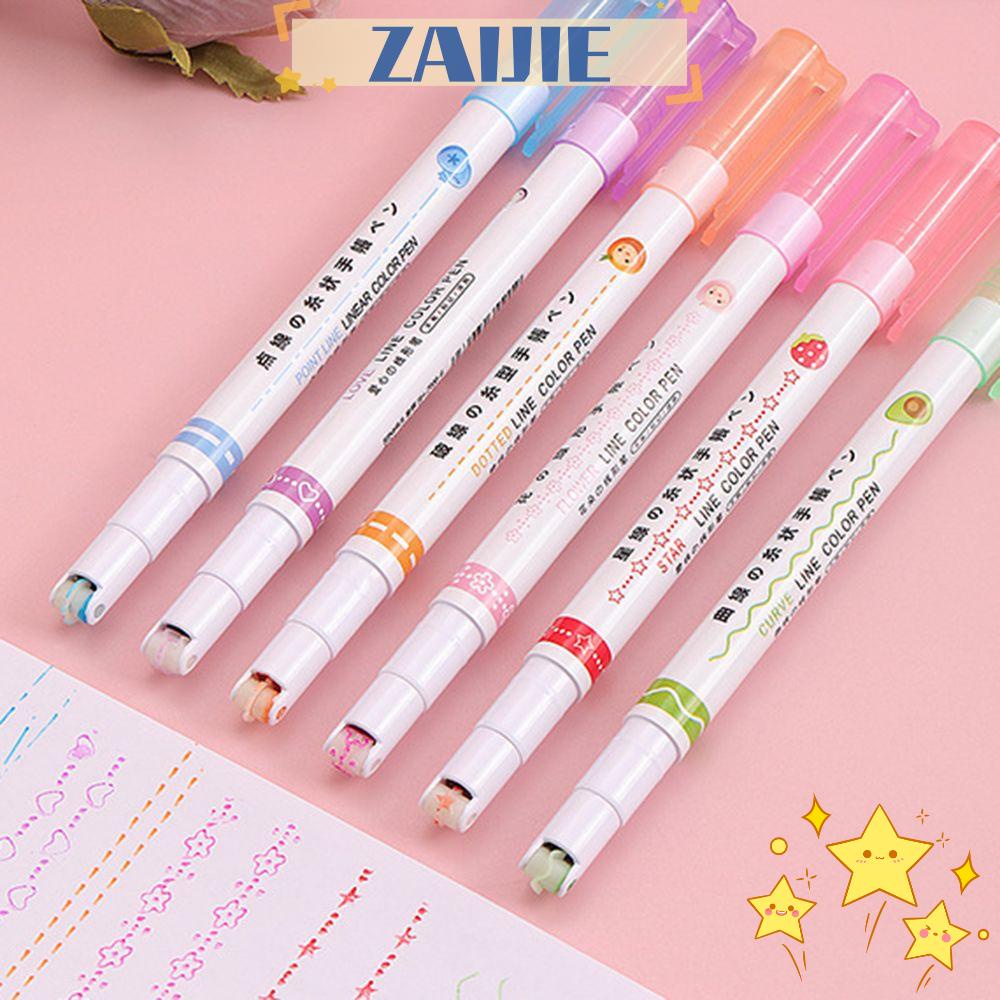 ZAIJIE24 Bộ 6 Bút Bắt Sáng Tạo Đường Cong Nhiều Hình Dạng Phong Cách Giáng Sinh