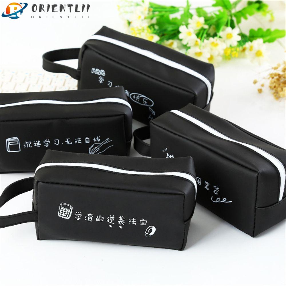 ORIENTLII Túi Đựng Bút Bằng Silicon Màu Đen Thời Trang