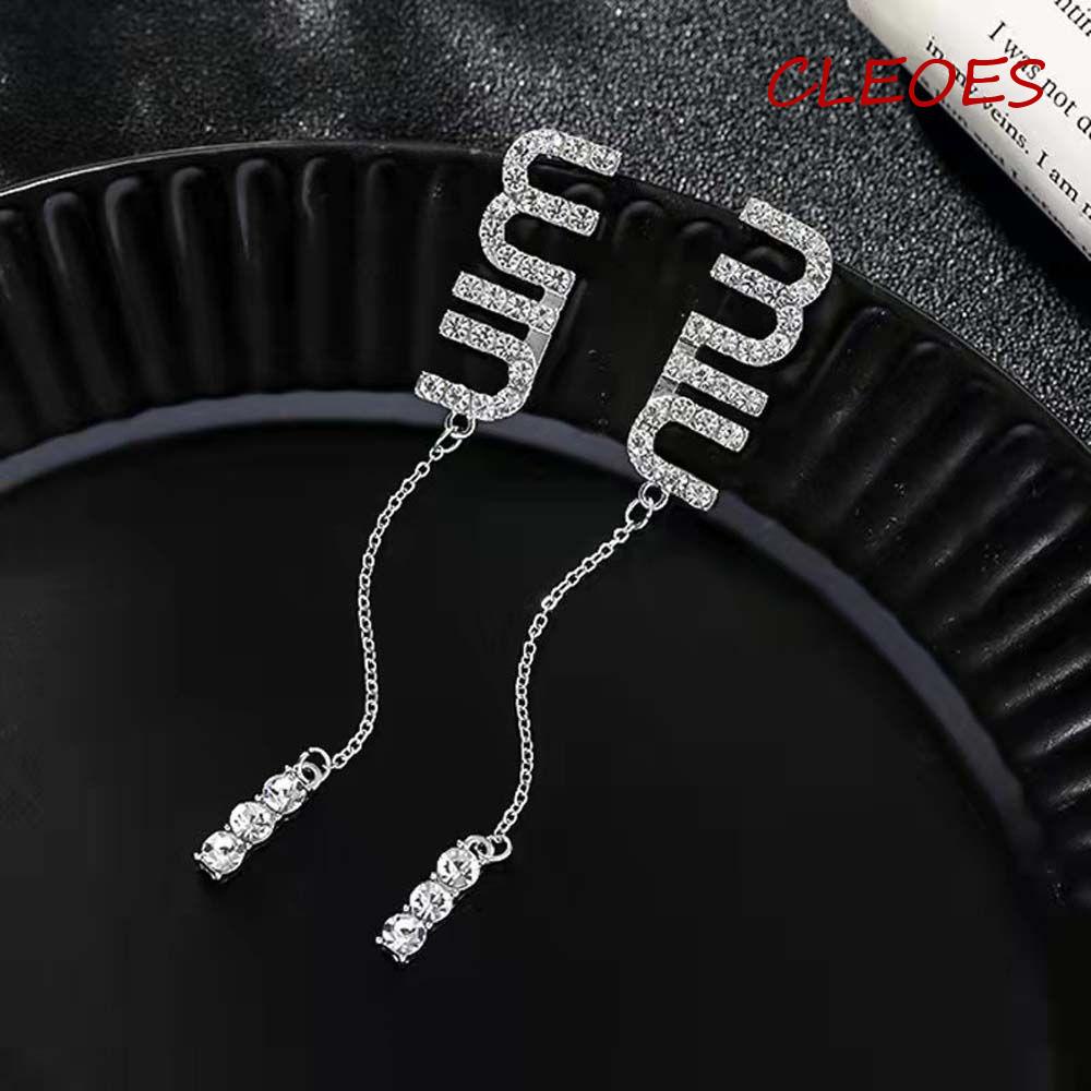 CLEOES Bông Tai Đính Đá Chữ Thời Trang Sang Trọng Cho Nữ