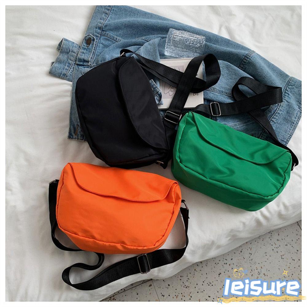 LEISURE Túi Xách Nylon Màu Trơn Sức Chứa Lớn Đa Năng Dành Cho Nam Nữ