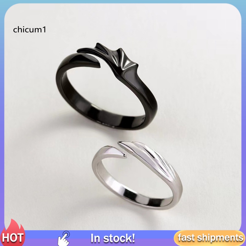 Set 2 Nhẫn Đính Hôn Mở Bằng Kim Loại Chống Rỉ Phong Cách Tinh Tế Thích Hợp Làm Quà Tặng Sinh Nhật Cho Bạn