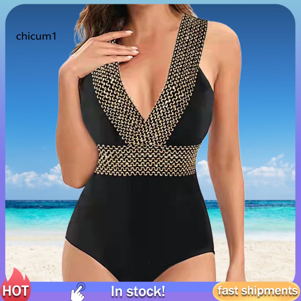 Đồ Bơi Một Mảnh Cổ Chữ V Khoét Sâu Hở Lưng Quyến Rũ Dành Cho Nữ