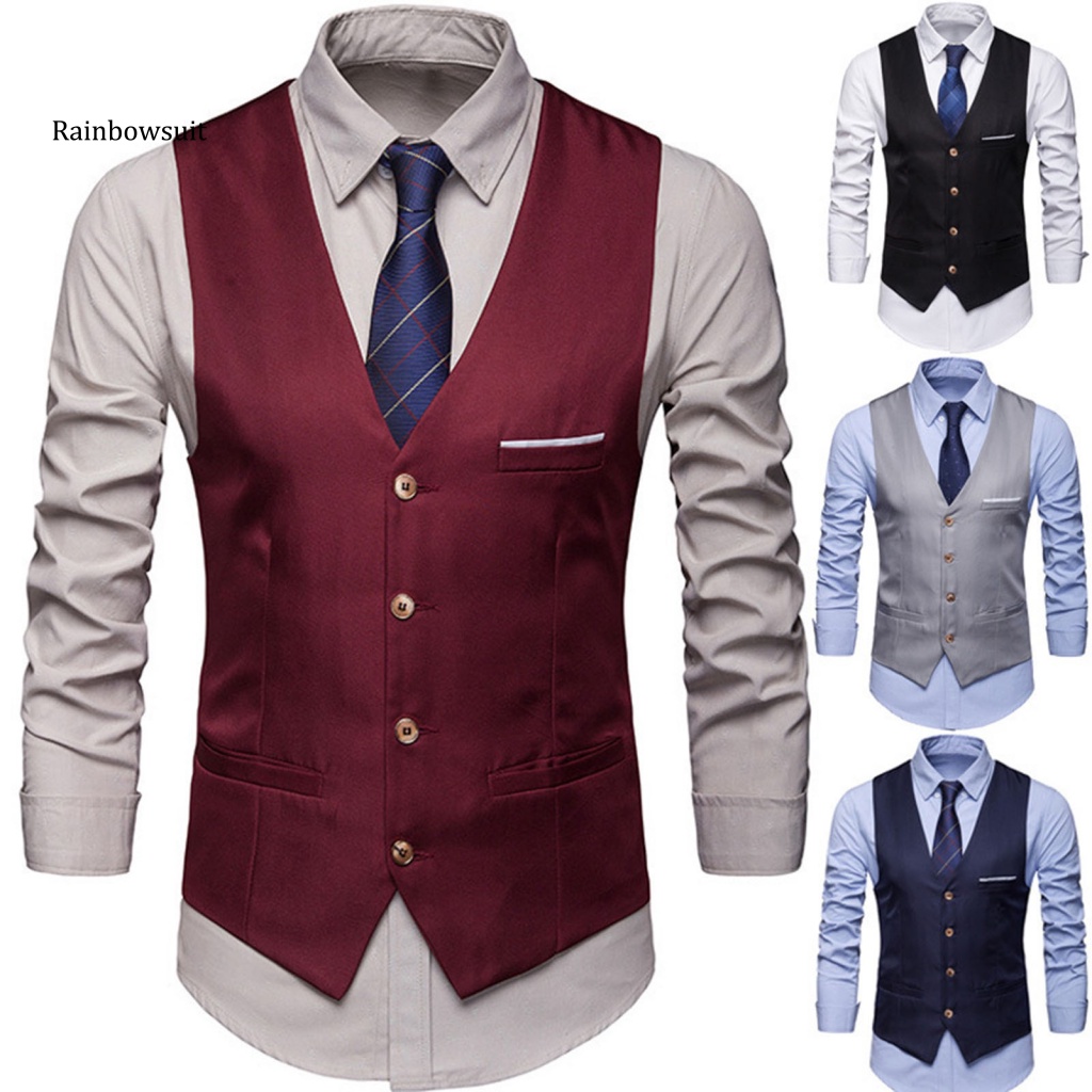 Áo Ghi Lê Màu Trơn Có Túi Tháo Rời Được Phong Cách Doanh Nhân Thời Trang Cho Nam