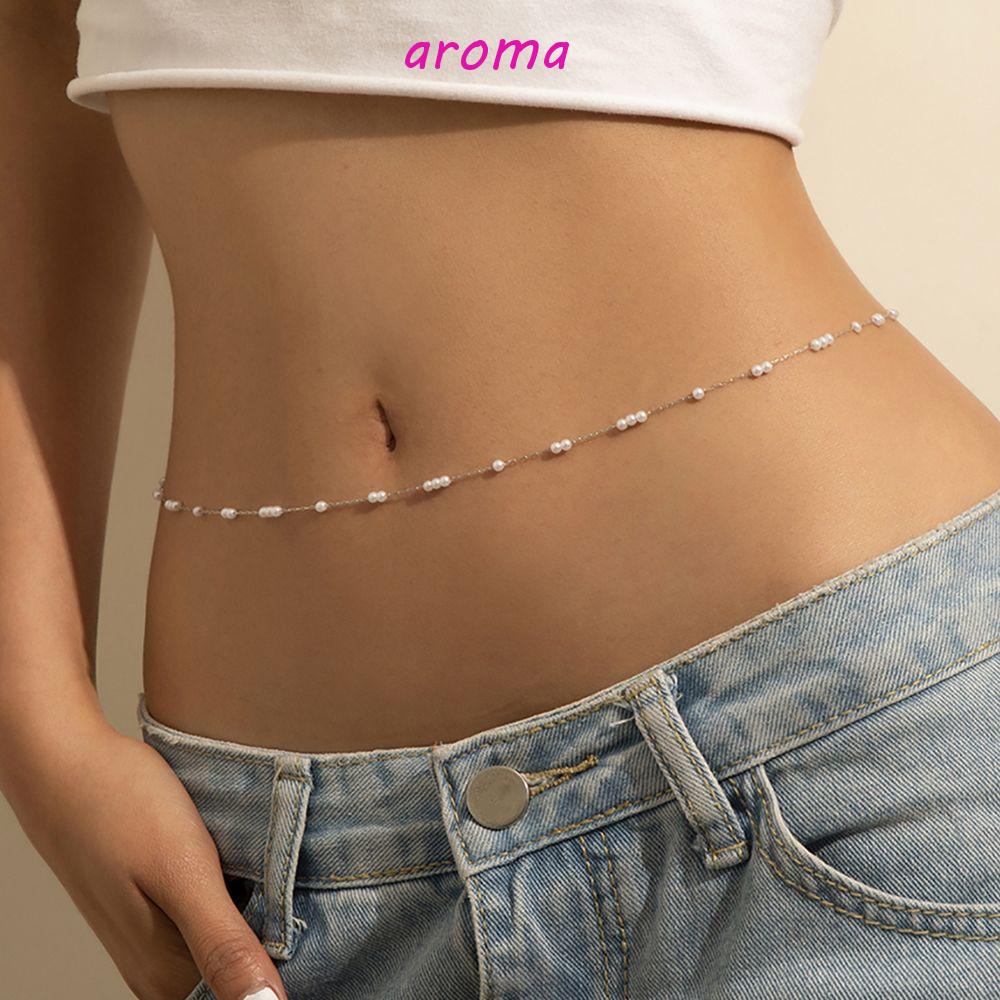 AROMA Dây Thắt Lưng Đính Hạt Phong Cách Vintage Đơn Giản Quyến Rũ Cho Nữ