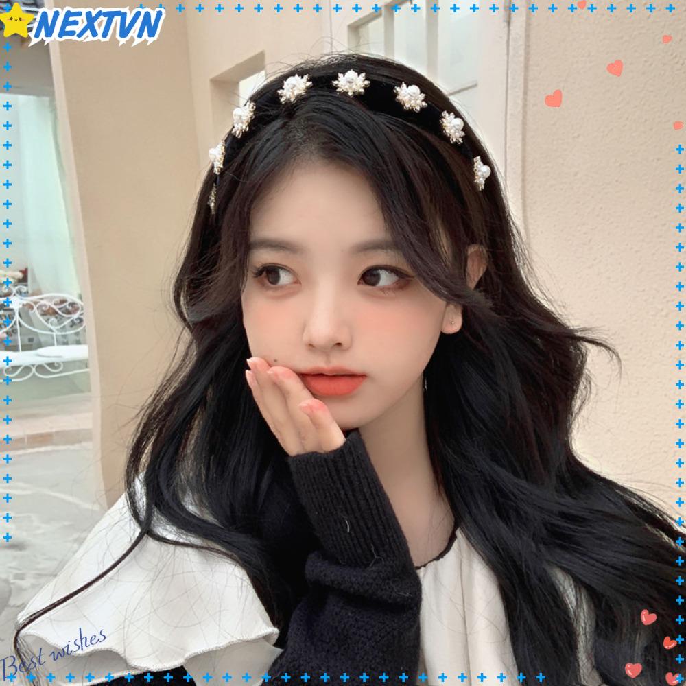 NEXTVN Băng Đô Nhung Đính Ngọc Trai Nhân Tạo Thời Trang