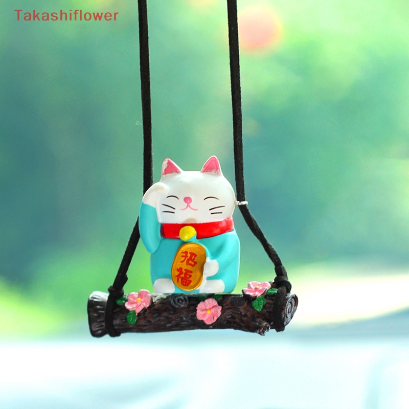 [TakashiflowerV] Phụ Kiện Treo Trang Trí Gương Chiếu Hậu Xe Hơi Hình Mèo May Mắn Hoạt Hình Đáng Yêu Maneki-Niko