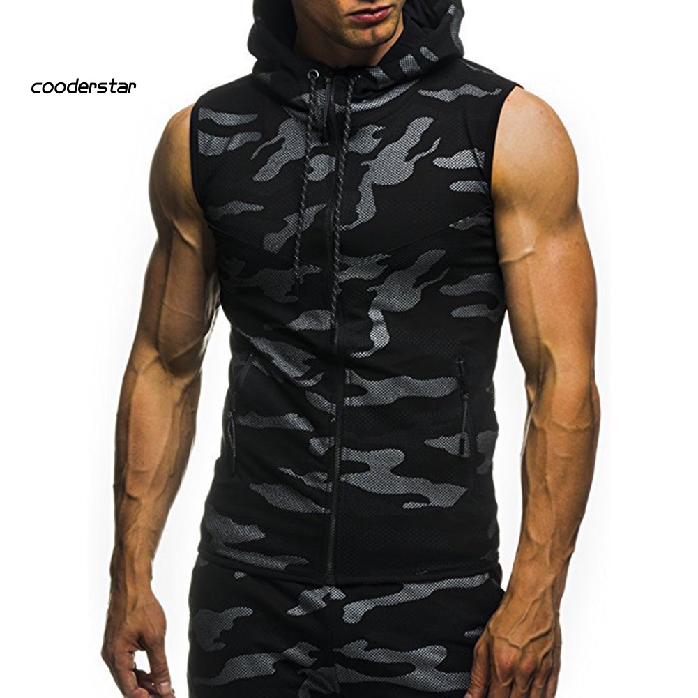 Áo Hoodie Lưới Sát Nách Họa Tiết Rằn Ri Phối Khóa Kéo Thời Trang Mùa Hè Cho Nam