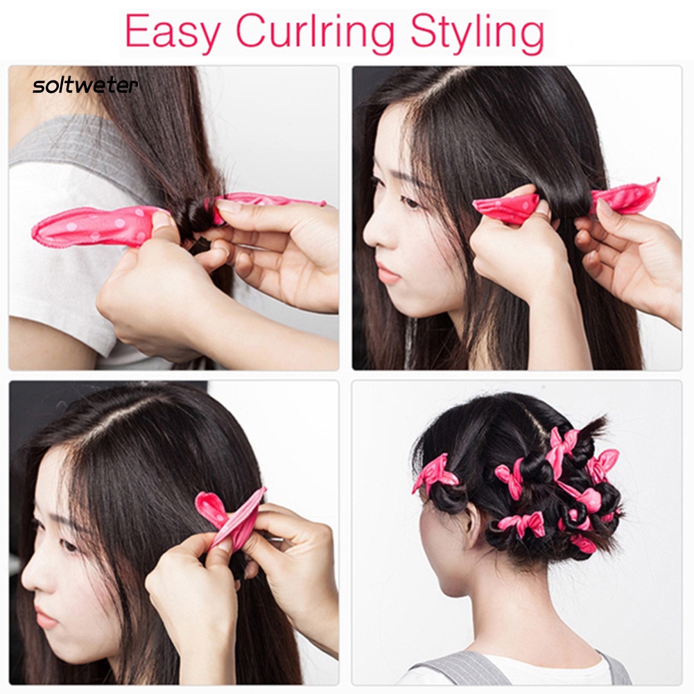 Bộ 10 Lô Cuốn Tóc Tự Làm Bằng Bọt Biển Chấm Bi Linh Hoạt