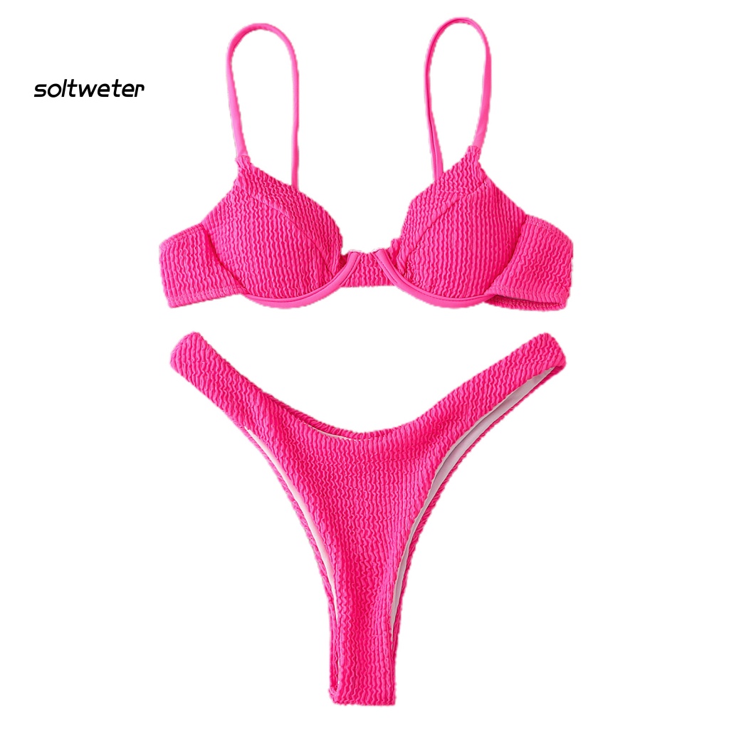 Bộ Đồ Bơi 2 Mảnh Màu Sắc Thời Trang Gợi Cảm Cho Nữ