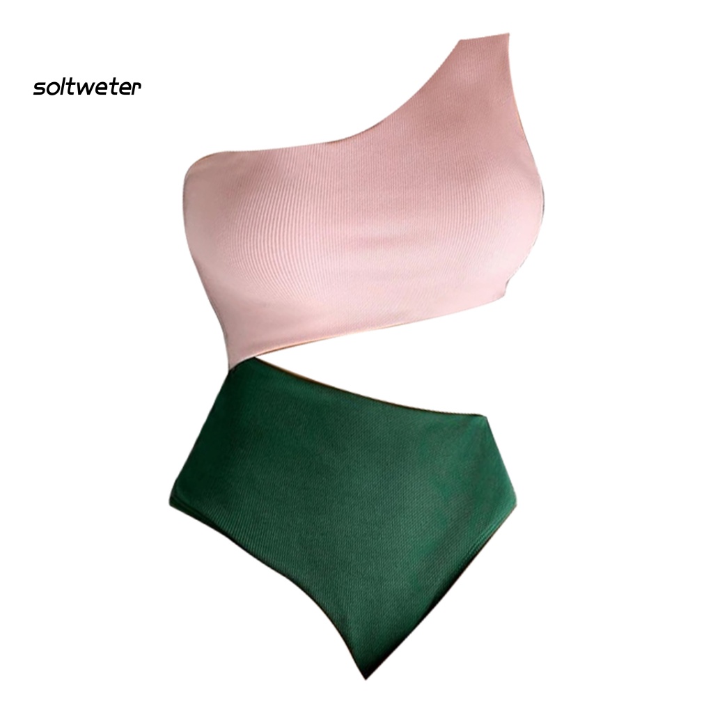 Bộ Đồ Bơi Bikini 2 Mảnh Màu Trơn Có Đệm Ngực Gợi Cảm Cho Nữ