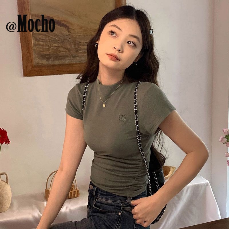 Mocho áo phông áo thun nữ croptop baby tee Thời trang hàn quốc A29J0ZR