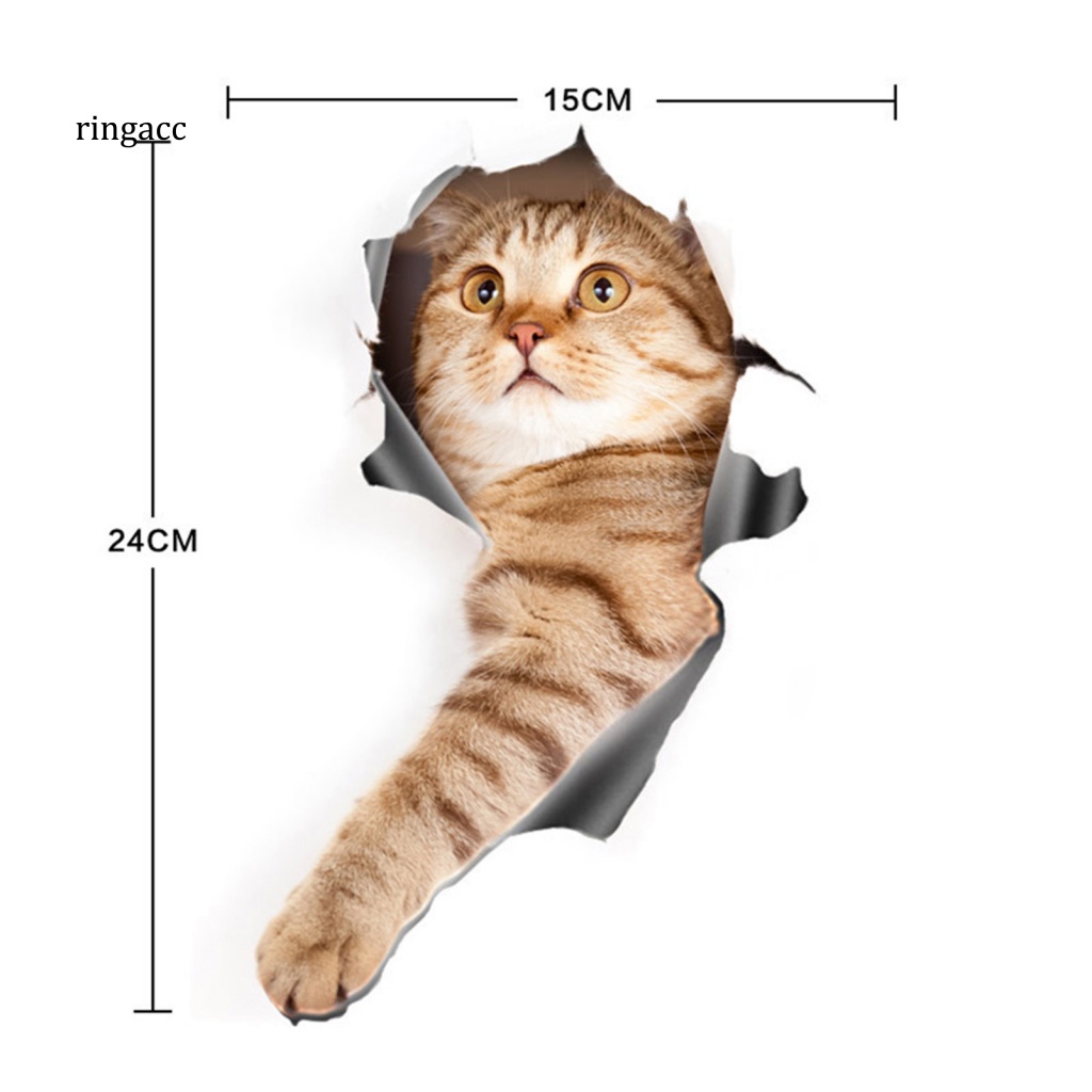 Sticker Dán Xe Hơi Tạo Hiệu Ứng 3D Chống Nước Không Phai Hình Mèo Dễ Thương