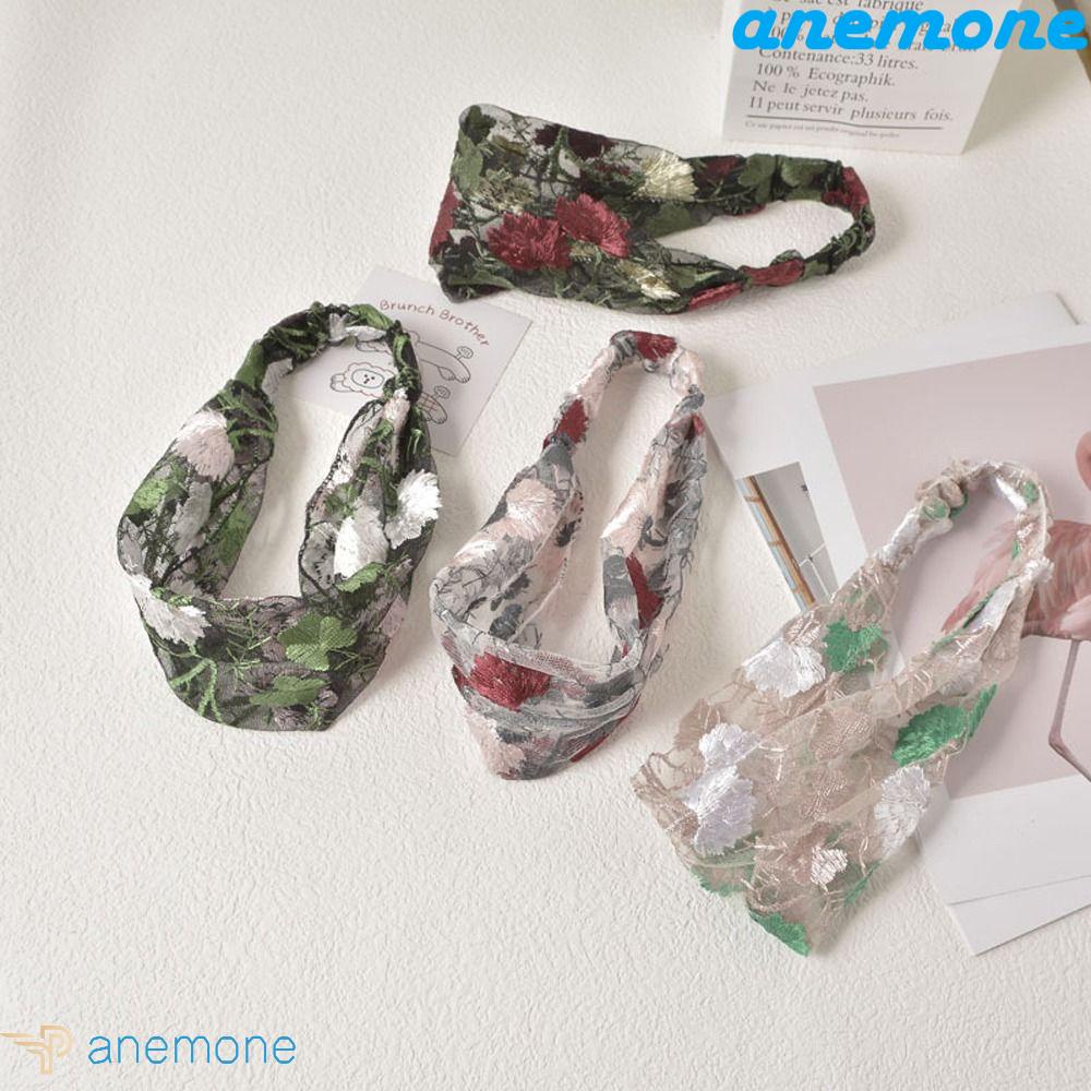 ANEMONE Băng Đô Ren Cài Tóc Rửa Mặt Không Trơn Cổ Điển Cho Nữ