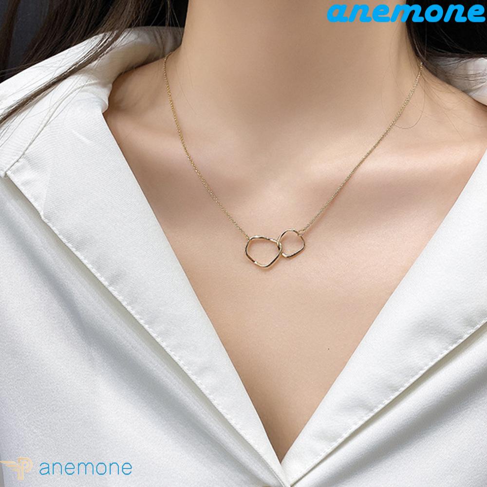 ANEMONE Vòng Cổ Dây Xích Đôi Thiết Kế Đơn Giản Cá Tính Cho Nữ
