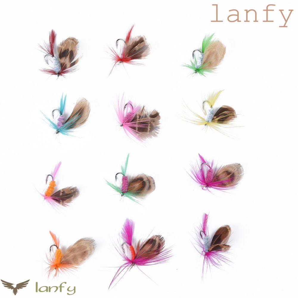 LANFY Set 12 Mồi Câu Cá Giả Hình Côn Trùng Bằng Thép Carbon Cao Cấp