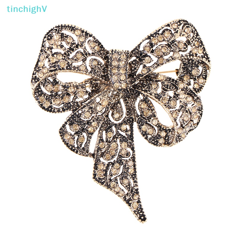 [TinchighV] Ghim Cài Áo Hình Nơ Đính Kim Cương Giả Bằng Kim Loại Cho Nữ