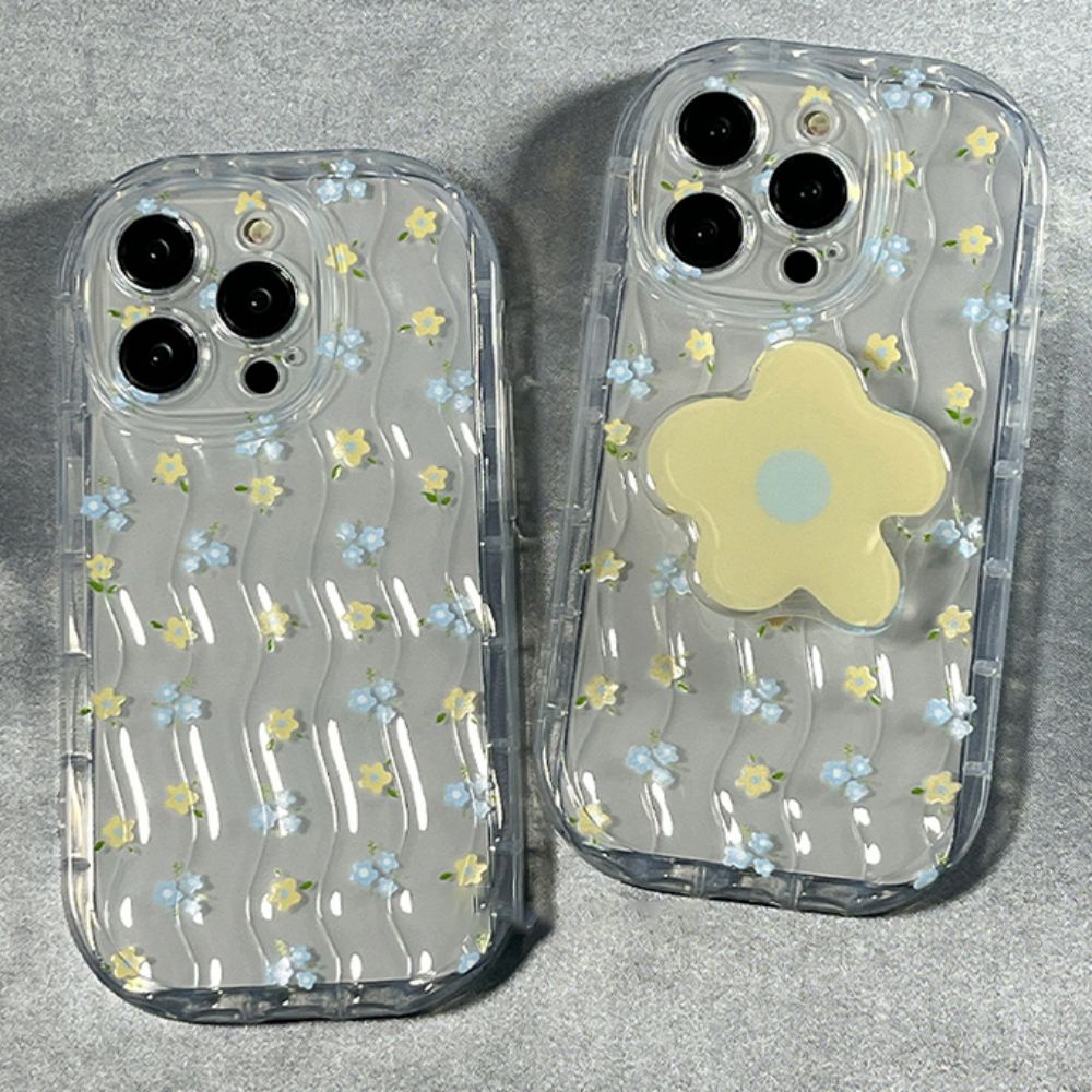 Ốp Điện Thoại TPU Mềm Chống Sốc Có Giá Đỡ Hình Hoa Cho IPhone 11 12 13 14 Pro Max