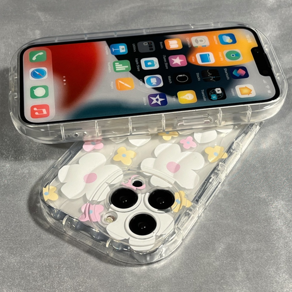 Ốp Điện Thoại TPU Dẻo Họa Tiết Hoa Màu Hồng Kèm Giá Đỡ Chống Bụi Bẩn &amp; Rơi Cho IPhone 11 12 13 14 Pro Max